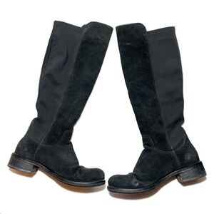 La CANADIENNE Black Over the Knee Catey Boots Suede & Stretch Panel